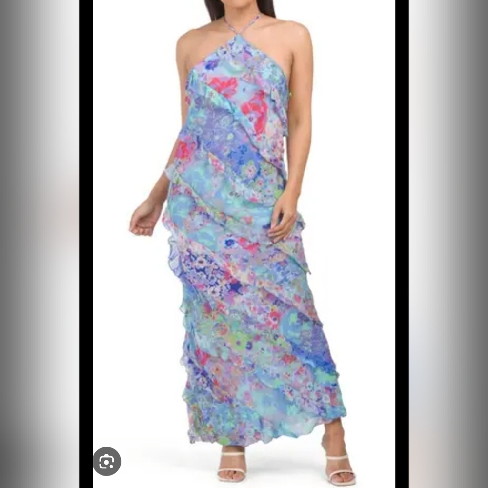 Blue Floral Maxi‎ Dress